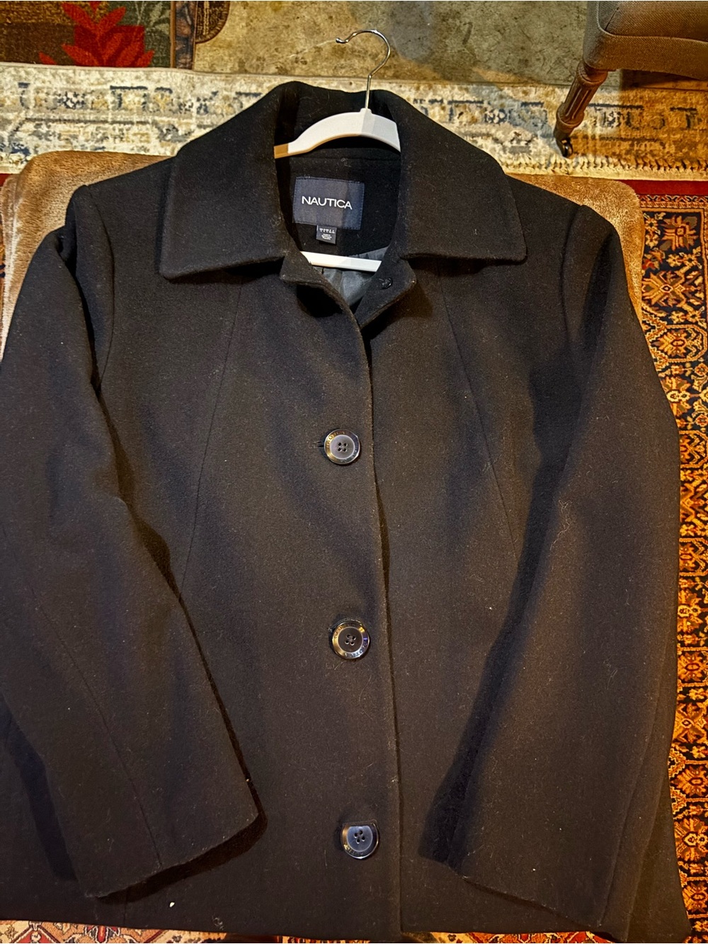 Nautica Black Women's Single-Breasted Pea Coat